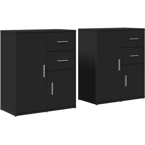 Maison Chic Komoda - Predalnik 2 kosa črna 60x31x70 cm inženirski les, (21719364) Slike