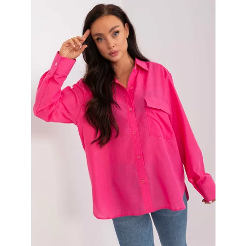 Fashion Hunters Dark pink loose linen shirt for women