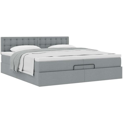 VidaXL Otomanski krevet s madracem svijetlosivi 200x200 cm tkanine Slike