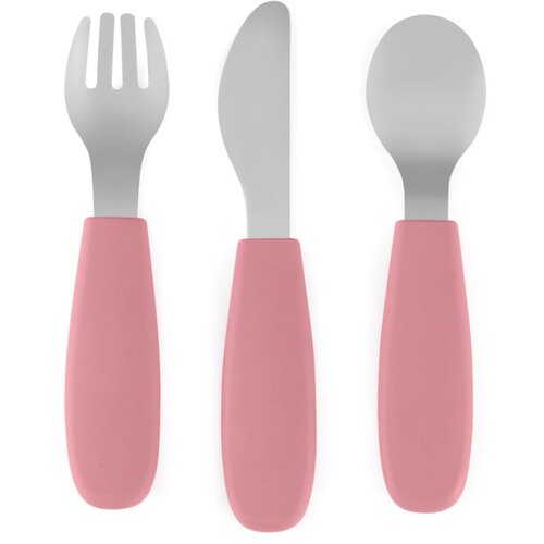Petite&Mars Take&Match Stainless Steel Cutlery Set pribor za otroke Dusty Rose 12m+ 3 kos Cene