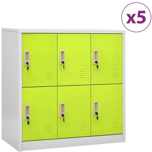 VidaXL Omara s ključavnico 5 kosov siva in zelena 90x45x92,5 cm jeklo, (20706161) Slike