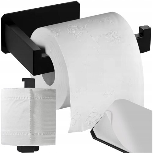 INOX samolepilno 3M stensko držalo za WC papir 14cm črno Slike