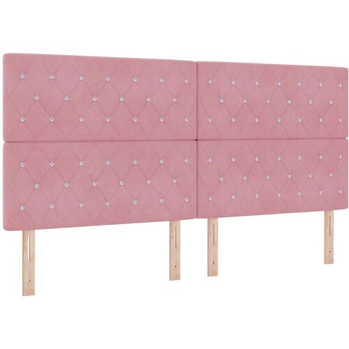  LED Box Spring Krevet s madracem Ružičasta 200 x 200 cm tkanina Slike