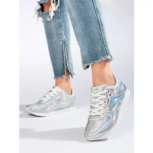 SHELOVET Silver Holographic Sports Shoes