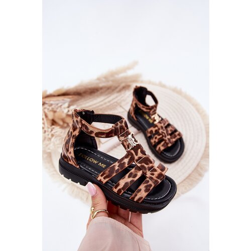 Boto Girls Gladiator Sandals With Gold Detail Panther Print Vesira Cene