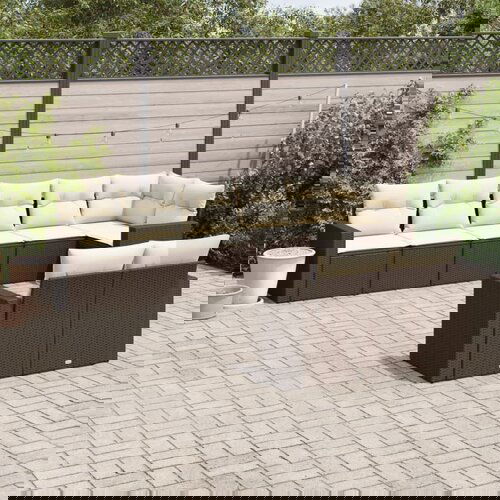 vidaXL 8-dijelni set vrtnih sofa s jastucima smeđi od poliratana Cijene