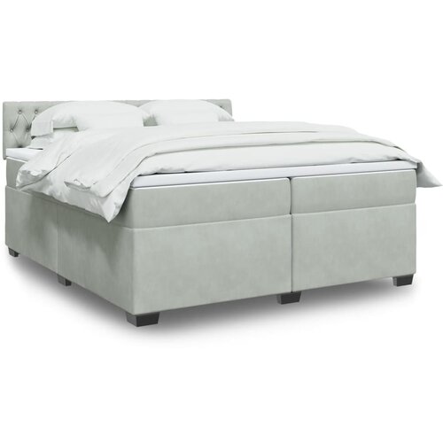VidaXL Box spring postelja z vzmetnico svetlo siva 200x200 cm žamet Slike