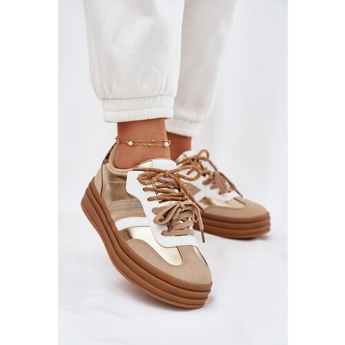 Boto Womens Platform Sneakers With Double Lacing Leopard Gold Studs Cene