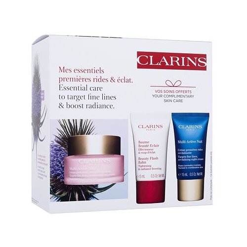 Clarins Multi-Active Jour darovni set dnevna krema za lice Multi-Active Day 50 ml + noćna krema za lice Multi-Active Night 15 ml + balzam za lice Beauty Flash Balm 15 ml za žene Slike