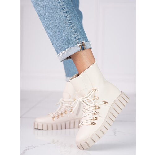 W. POTOCKI Beige insulated ankle boots for women on the Potocki platform Slike