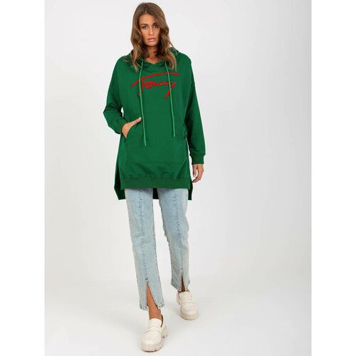Fashion Hunters Dark green cotton kangaroo sweatshirt Slike