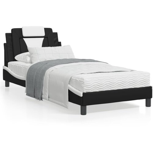 VidaXL Okvir kreveta s LED svjetlom crno-bijeli 90x200 cm umjetna koža Slike