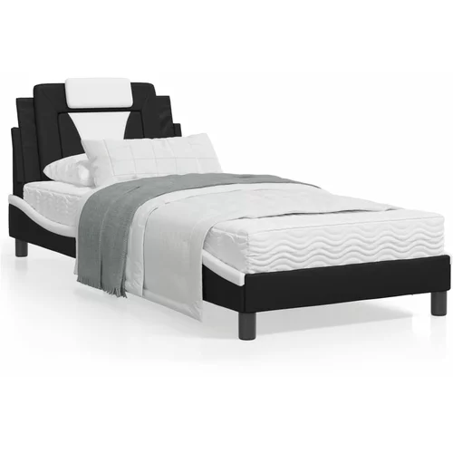vidaXL Okvir kreveta s LED svjetlom crno-bijeli 90x200 cm umjetna koža