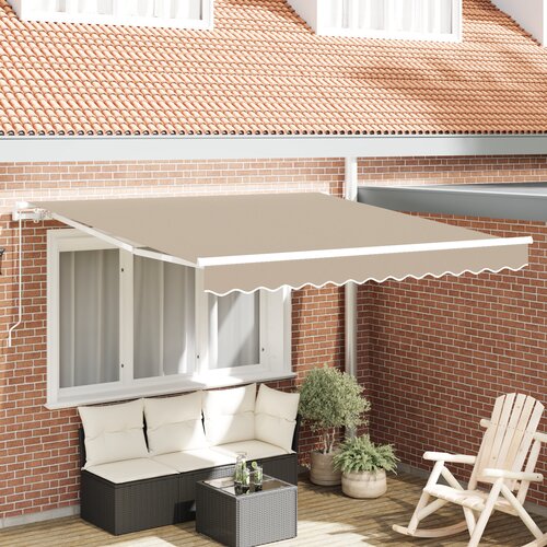 VidaXL Ročna retraktibilna tenda Bež 300x250 cm, Tenda za zamenjavo blaga za okvir 3x2.5 m Bež Slike