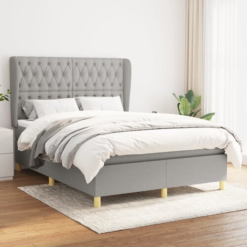 VidaXL Box spring posteljni z vzmetnico svetlo siv 140x190 cm blago Slike
