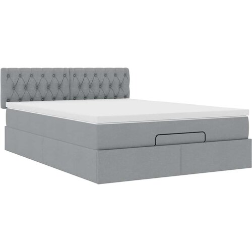 VidaXL Otomanski krevet s madracem svjetlosivi 140x190 cm od tkanine Slike