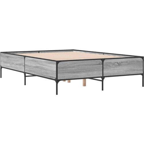  Okvir za krevet boja hrasta 120x190cm konstruirano drvo i metal Siva 120 x 190 cm Slike