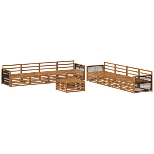 vidaXL Zunanja garnitura za sedenje 9 pcs Naravna Masiven les akacije, (5000282643) Cene