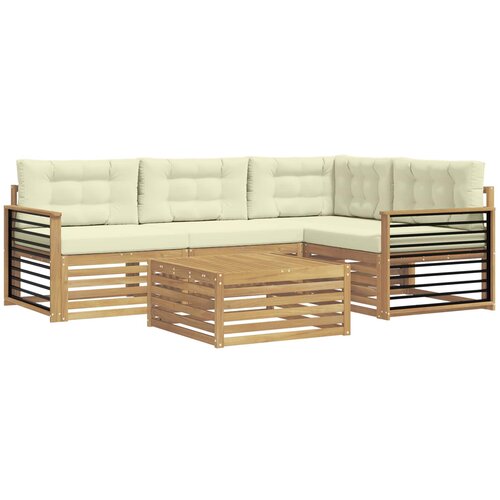 vidaXL Zunanja garnitura za sedenje 6 pcs Bela in krem Poliester, (5000281719) Cene