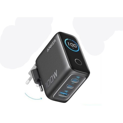 Anker 100W GaN zidni brzi punjac, 3-porta (2x USB-C i 1x USB-A) tamno sivi Cene
