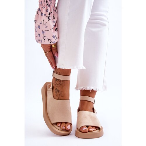 Kesi Comfortable women&amp;#039;s sandals on the platform Beige Rubie Slike
