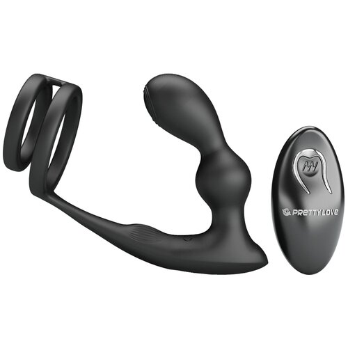 Pretty Love Marshall Penis Ring with Vibrating Anal Plug & Remote Control Black Cijene