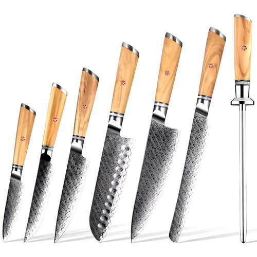 IZMAEL set damašćanskih kuhinjskih noževa - HI-35061 - 7 kom / smeđa Cene