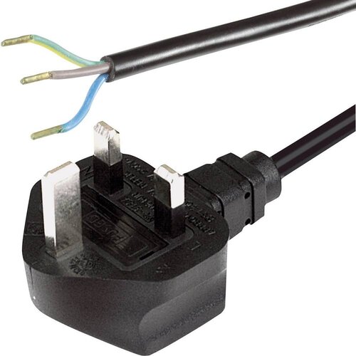 Hawa Priključni kabel [ angle&scaron;ki vtič - kabel\, odprti konec] črni 2 m 1008244, (20414190) Cene