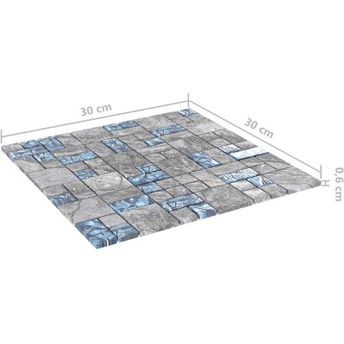 Mosaic keramika 11 pcs Siva i plava 50 x 50 cm Stakl Slike
