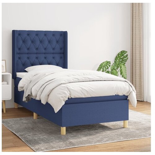  Box spring postelja z vzmetnico moder 80x200 cm blago Cene