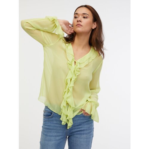 Orsay Light Green Women's Ruffle Blouse - Women Cene