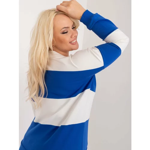 Fashion Hunters Navy blue striped plus-size blouse
