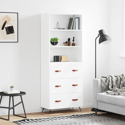 vidaXL Visoka omara bela 69,5x34x180 cm inženirski les Cene