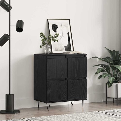 VidaXL Strani &amp;scaron;al s shranjevanjem z vrati Črna 60 x 35 x 70 cm Konstruiran les Slike