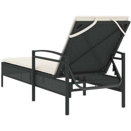  Ležaljka za sunčanje s jastukom crna 63x200x81 cm poliratan Slike