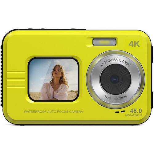 INF 4K Vodoodporni Digitalni Fotoaparat z Dvojnim Zaslonom za Selfije Yellow, (5000075417) Cene
