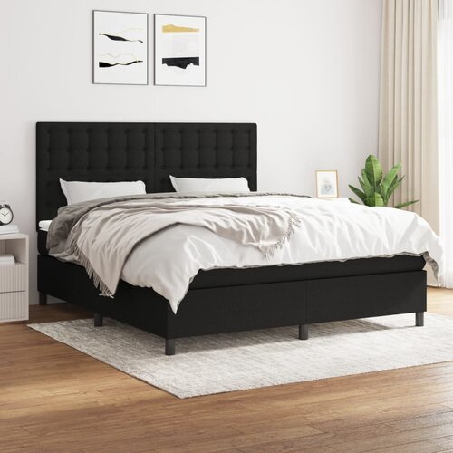 vidaXL Box spring postelja z vzmetnico črna 180x200 cm blago Cene