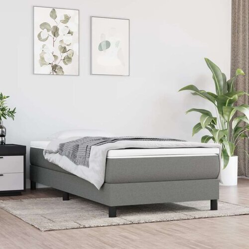  Za krevet s oprugama tamnosivi 100 x 200 cm od tkanine Slike
