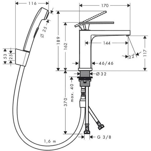 Hansgrohe 73210670 tecturis e 110 clickclack armatura za umivalnik s higijenskim tu&amp;scaron; setom Slike