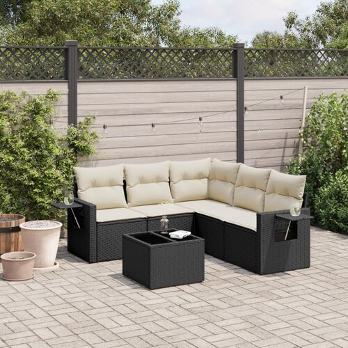 vidaXL 6-dijelni set vrtnih sofa s jastucima crni od poliratana Cijene