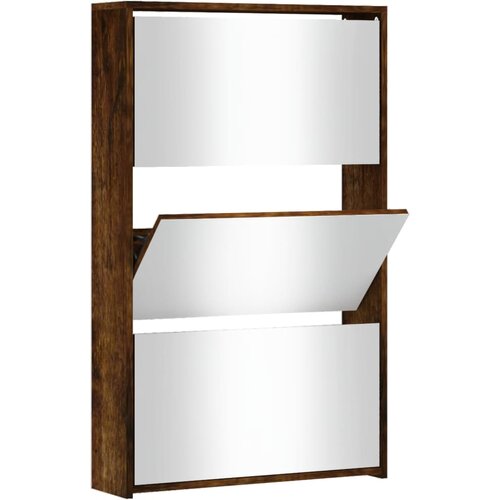 Maison Chic Omarica za obutev - Kopa za čevlje z ogledalom 3-nadstropna hrast 63x17x102,5 cm, (21776414) Slike