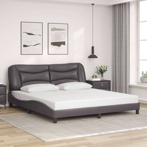  Okvir kreveta s LED svjetlima sivi 180 x 200 cm od umjetne kože Slike