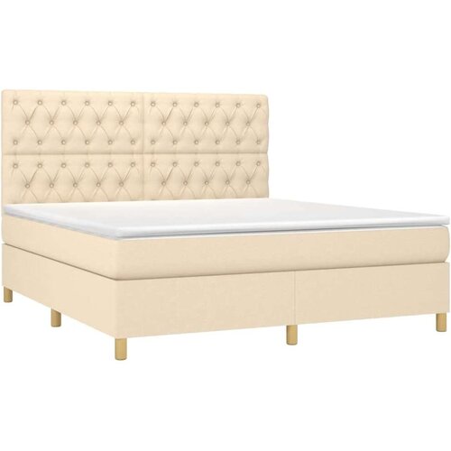  Krevet s oprugama i madracem krem 160x200 cm od tkanine Slike