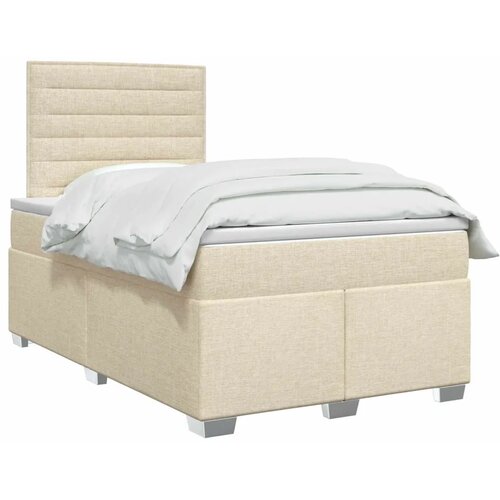 Boxspring krevet s madracem Krem 120 x 200 cm Tkanina - Krem 120 x 200 cm Dizajn linija Slike