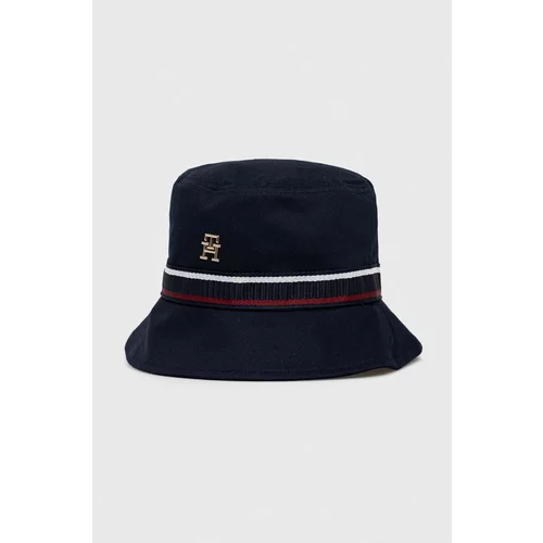 Tommy Hilfiger Bombažni klobuk mornarsko modra barva