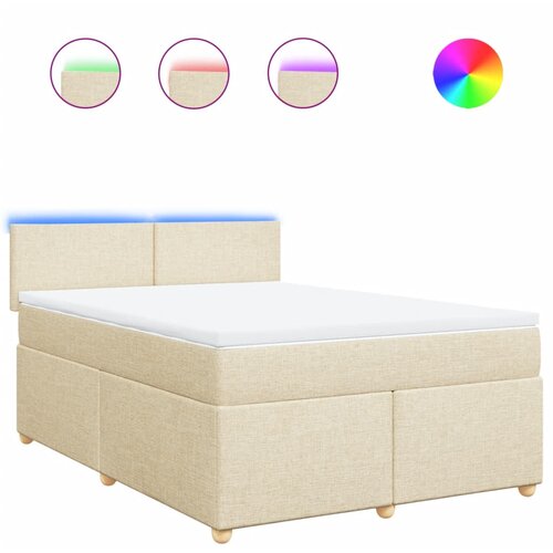 vidaXL Box spring postelja z vzmetnico krem 140x190 cm blago, (21307523) Cene