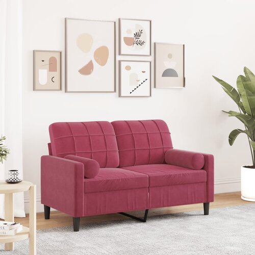 vidaXL Kavč dvosed z blazinami vinsko rdeč 120 cm žamet Cene