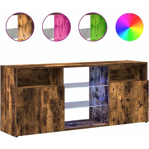 Maison Chic TV omarica - TV stojalo - Televizijska omarica z LED lučkami dimljeni hrast 120x30x50 cm, (21702022) Slike