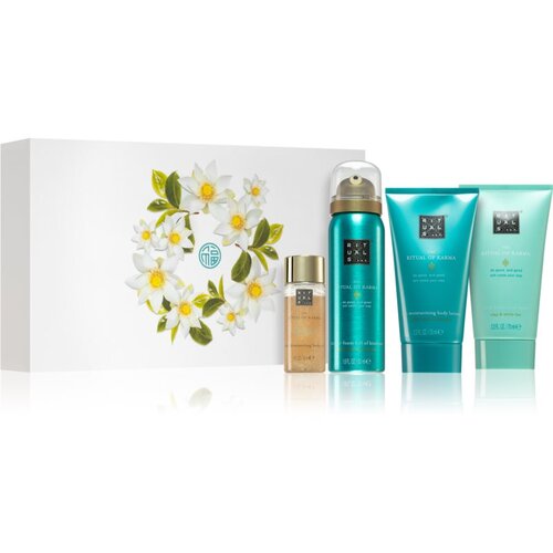 Rituals The Ritual Of Karma 4 Calming Bestsellers darilni set krema za telo The Ritual Of Karma 70 ml + pena za prhanje The Ritual Of Karma 50 ml + piling za telo The Ritual Of Karma 70 ml + olje za telo The Ritual Of Karma 30 ml za ženske Slike