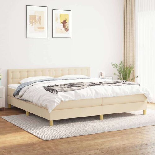  Krevet s oprugama i madracem krem 200 x 200 cm od tkanine Cijene